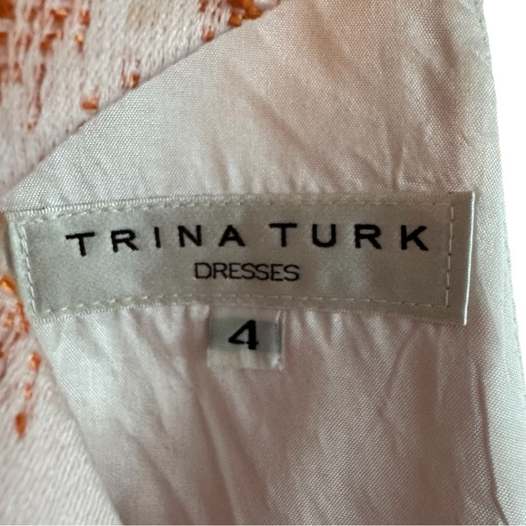 TRINA TURK Sunkissed Floral Jacquard Keyhole Sheath Dress m Orange White Mini 4 - Picture 7 of 8